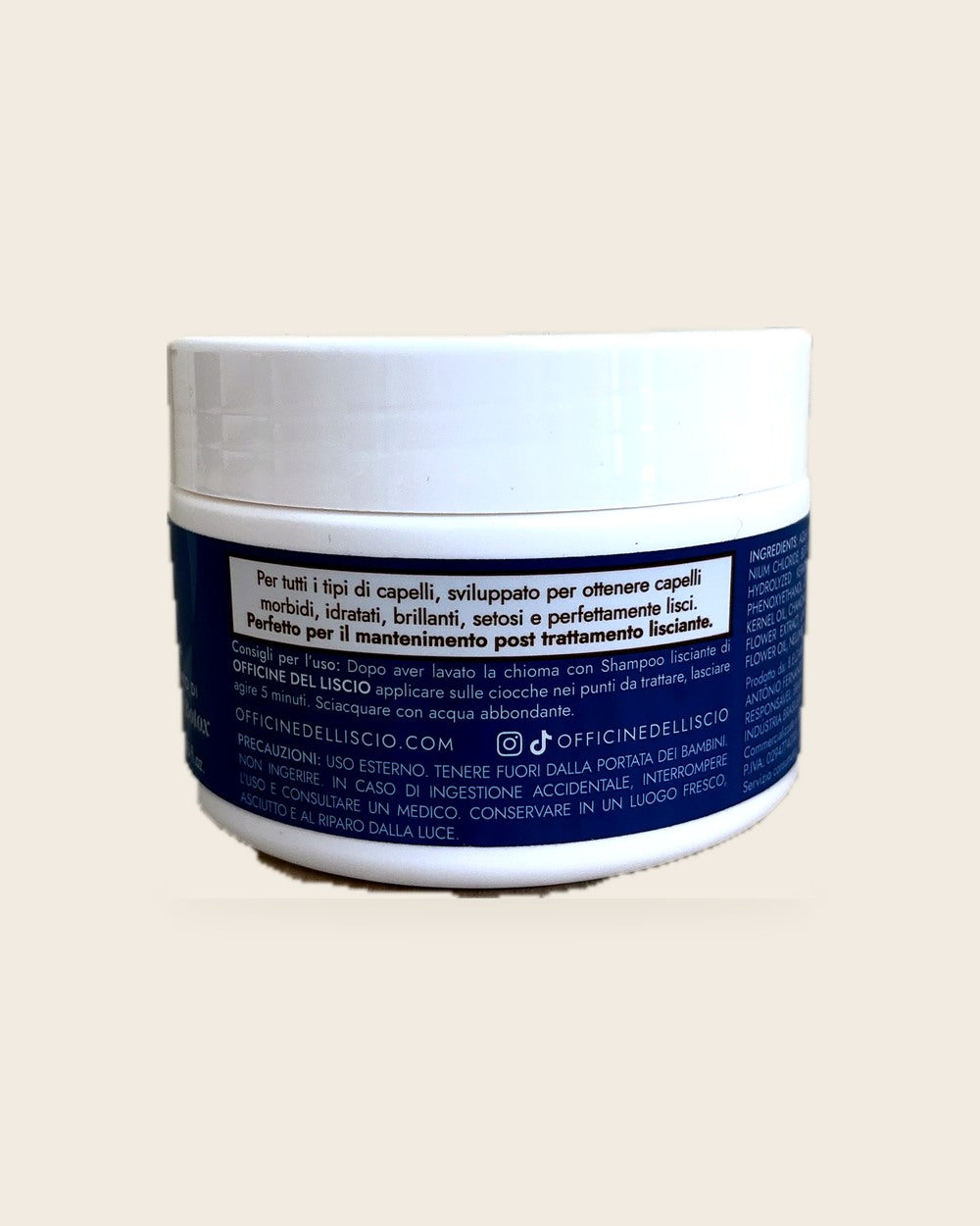 Maschera Lisciante 250 g — etichetta e ingredienti