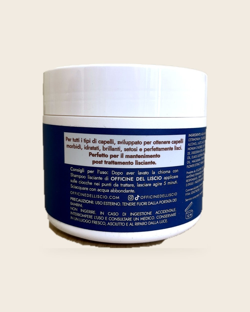 Maschera Lisciante 500 g — etichetta e ingredienti
