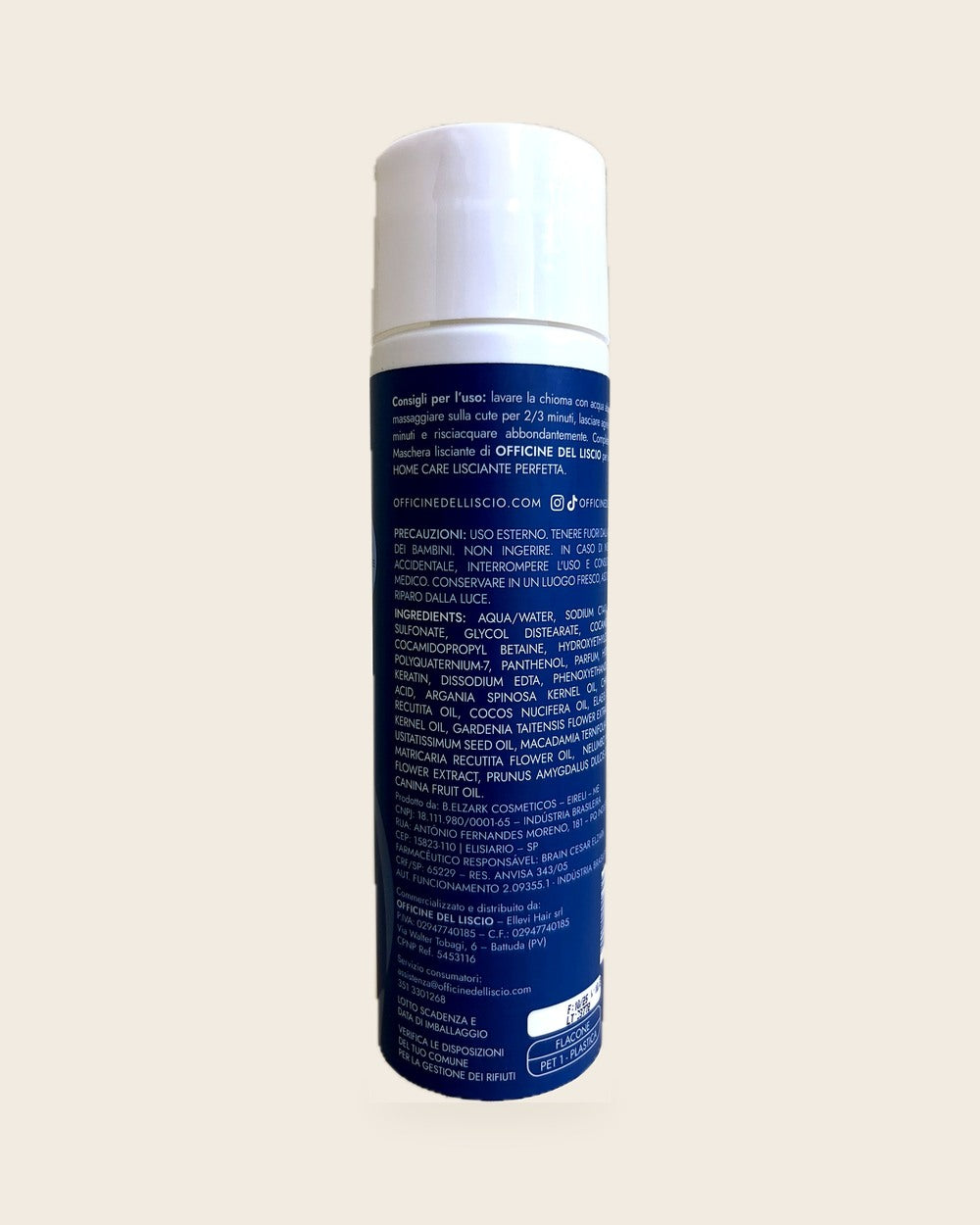 Shampoo Lisciante 500 ml — etichetta e ingredienti